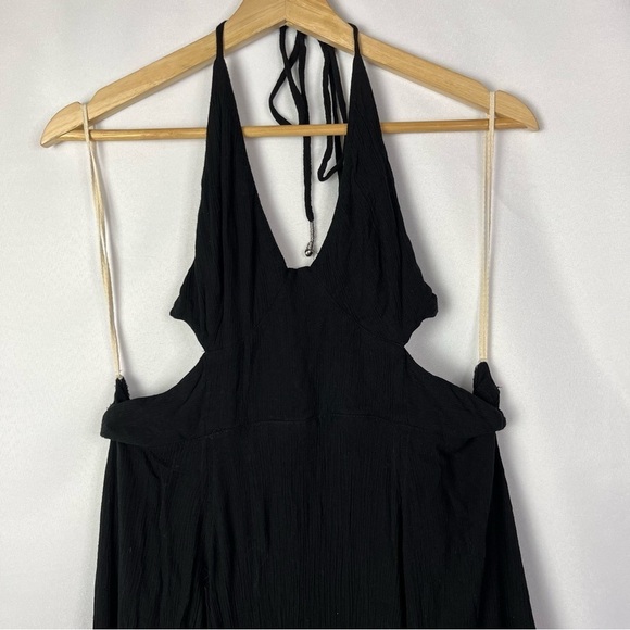 Free People Lillie Black Layered Halter Maxi Dress M - Picture 7 of 7